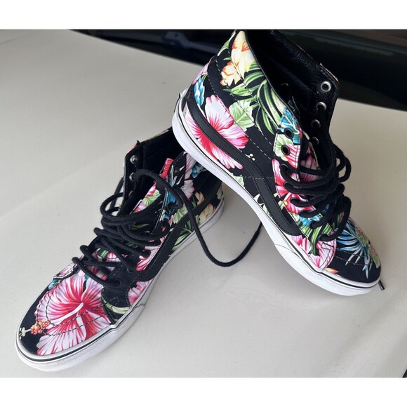 VANS Other - Vans Sk8-Hi Floral Tropical High Top Skate Shoes Women's Size 7.5 Men's-women 9